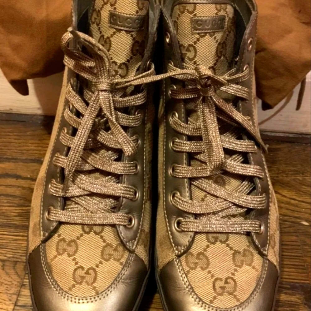 Authentic Gucci monogram high top sneakers